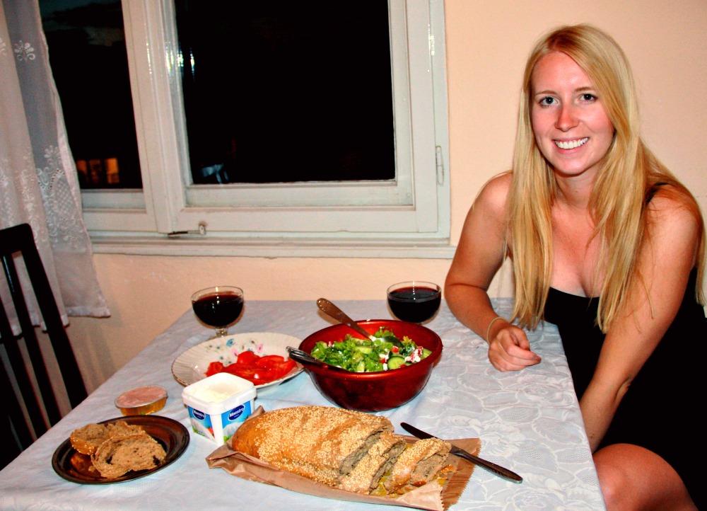 Macedonian food local wine salad