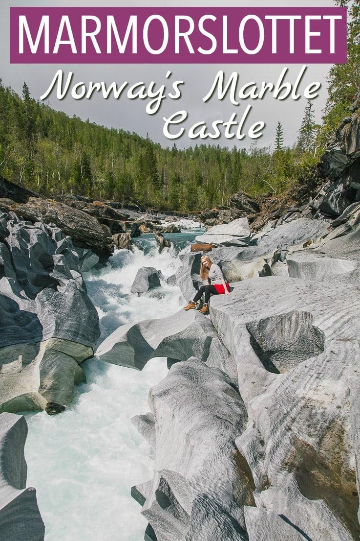 Marmorslottet, or "the marble castle" is a hike near Mo i Rana in Helgeland, Northern Norway, where you can see beautiful rock formations on the river. Click through to read more about it!