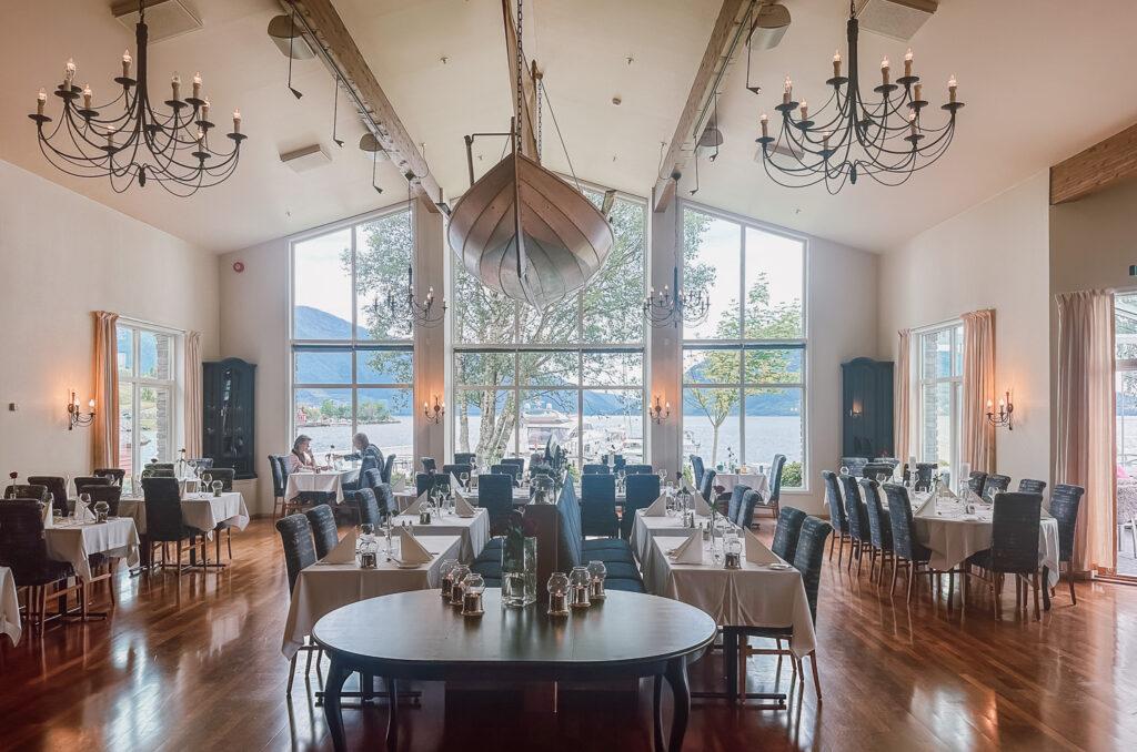 Rosendal Fjordhotel restaurant in Hardangerfjord, Norway