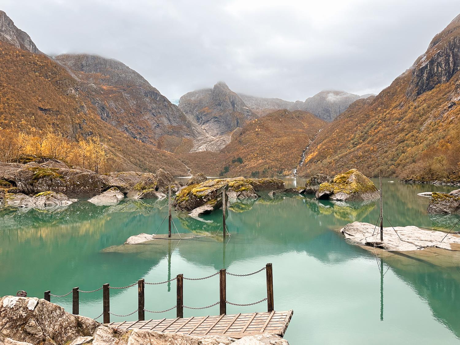 bondhusvatnet lake in folgefonna national park by hardangerfjord, Norway