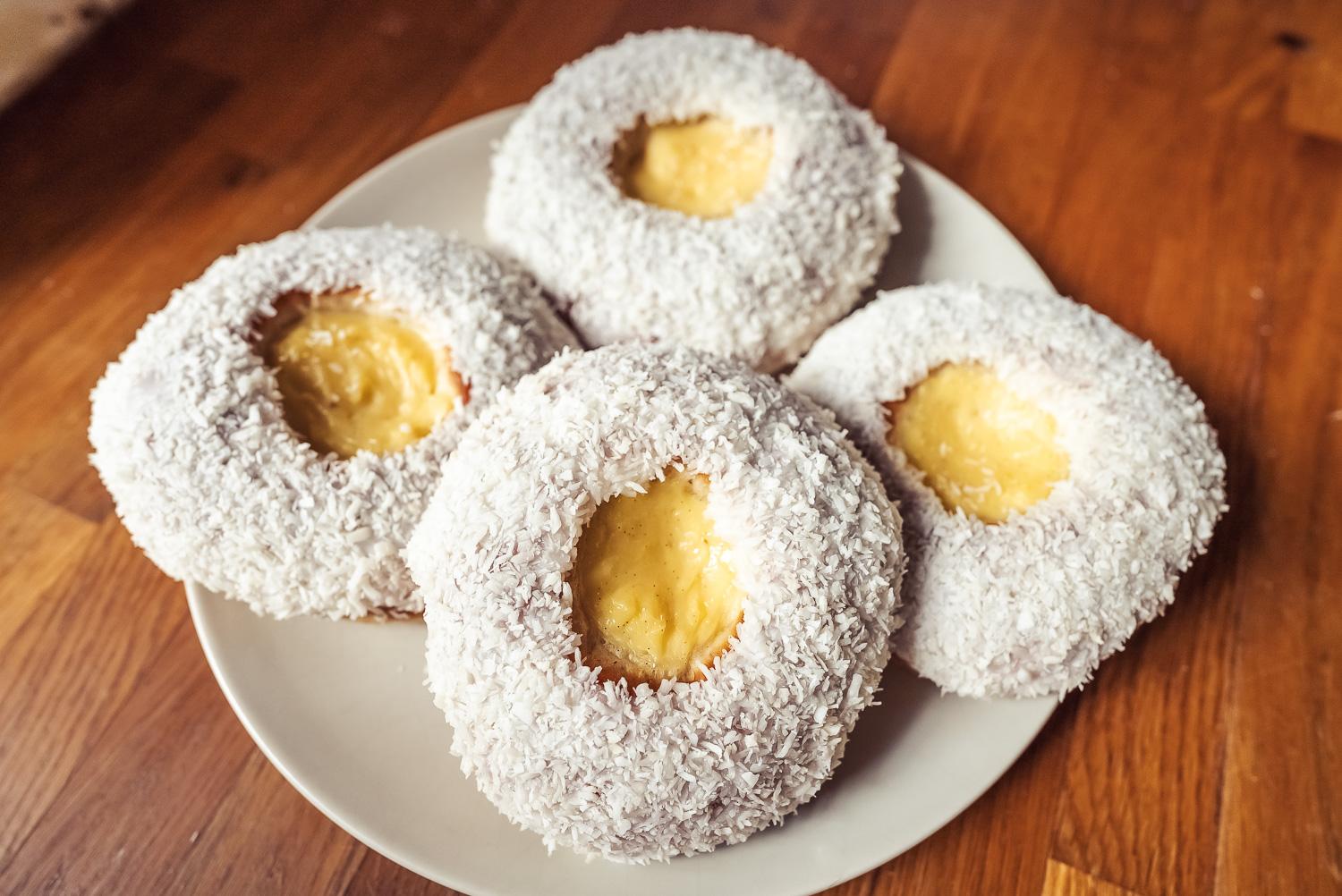 Norwegian skolebrød (school bread) coconut custard buns