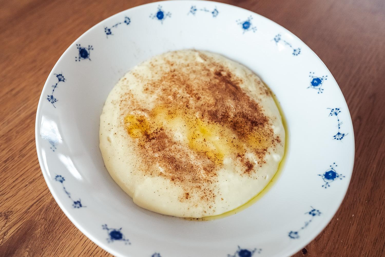 rømmegrøt - Norwegian sour cream porridge - in a bowl